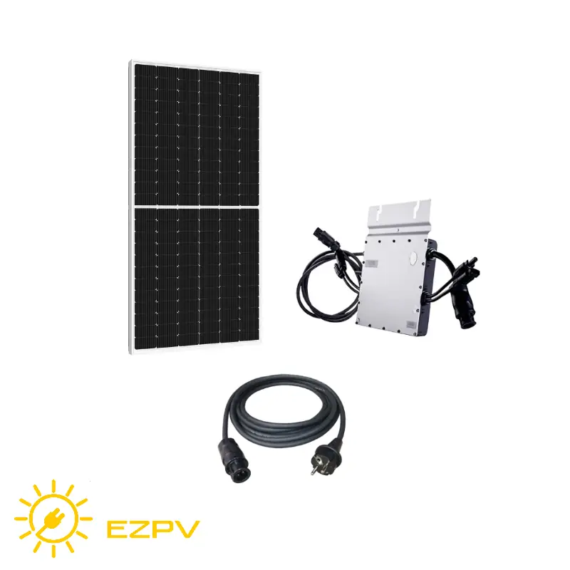 Balkonkraftwerk-Set 400 W: ein PV-Modul, Wechselrichter und Schuko-Kabel