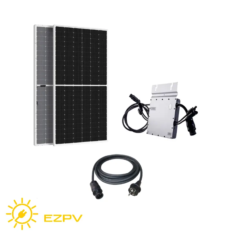 Balkonkraftwerk-Set 800 W: zwei PV-Module, Wechselrichter und Schuko-Kabel